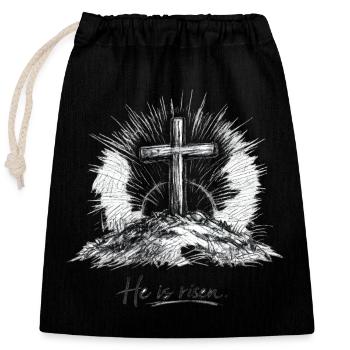 Design chrétien - Jesus Cross Easter - Sac cadeau en coton avec cordon (25 x 30 cm) - noir - Devant