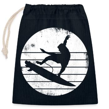 Surfer Design - Closable cotton gift bag (25x30cm) - navy - Front