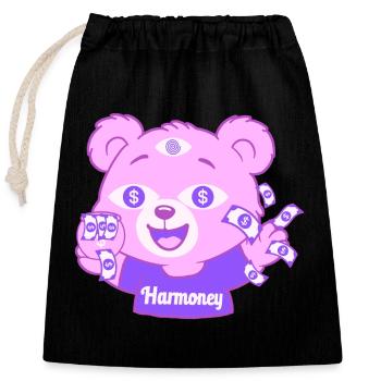 Harmoney Teddy - Verschließbarer Geschenkbeutel aus Baumwolle (25x30cm) - Schwarz - Vorne