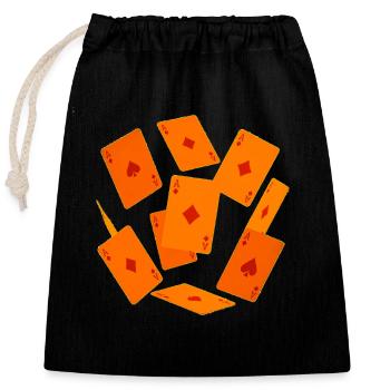 Cartes à jouer As Orange - Sac cadeau en coton avec cordon (25 x 30 cm) - noir - Devant