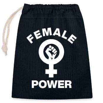 FEMALE POWER – GIRL POWER FAUST! ♀ GIRLS SISTERS - Verschließbarer Geschenkbeutel aus Baumwolle (25x30cm) - Navy - Vorne