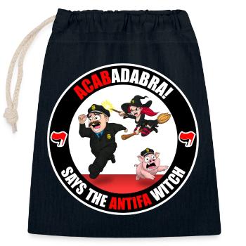 Die Antifa-Hexe – Polizei - Verschließbarer Geschenkbeutel aus Baumwolle (25x30cm) - Navy - Vorne