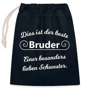 Bruderliebe Spruch für Schwester - Verschließbarer Geschenkbeutel aus Baumwolle (25x30cm) - Navy - Vorne