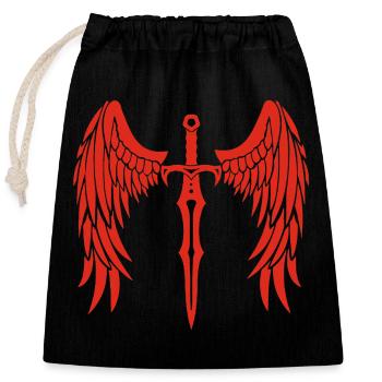 épée ailée rouge - Sac cadeau en coton avec cordon (25 x 30 cm) - noir - Devant