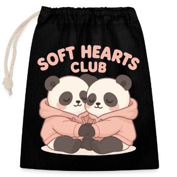 Mignons pandas en sweat à capuche – Art du club Soft Hearts - Sac cadeau en coton avec cordon (25 x 30 cm) - noir - Devant