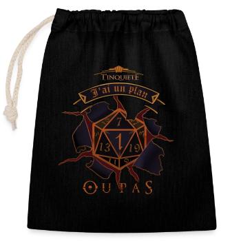 T'inquiète, j'ai un plan ! .... Ou pas ... - Sac cadeau en coton avec cordon (25 x 30 cm) - noir - Devant