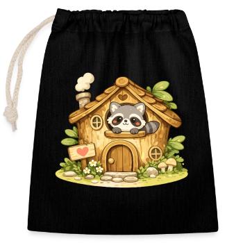 Cuddly Waldhaus Raccoon - Closable cotton gift bag (25x30cm) - black - Front