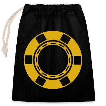 Casino coin - Closable cotton gift bag (25x30cm) - black - Front