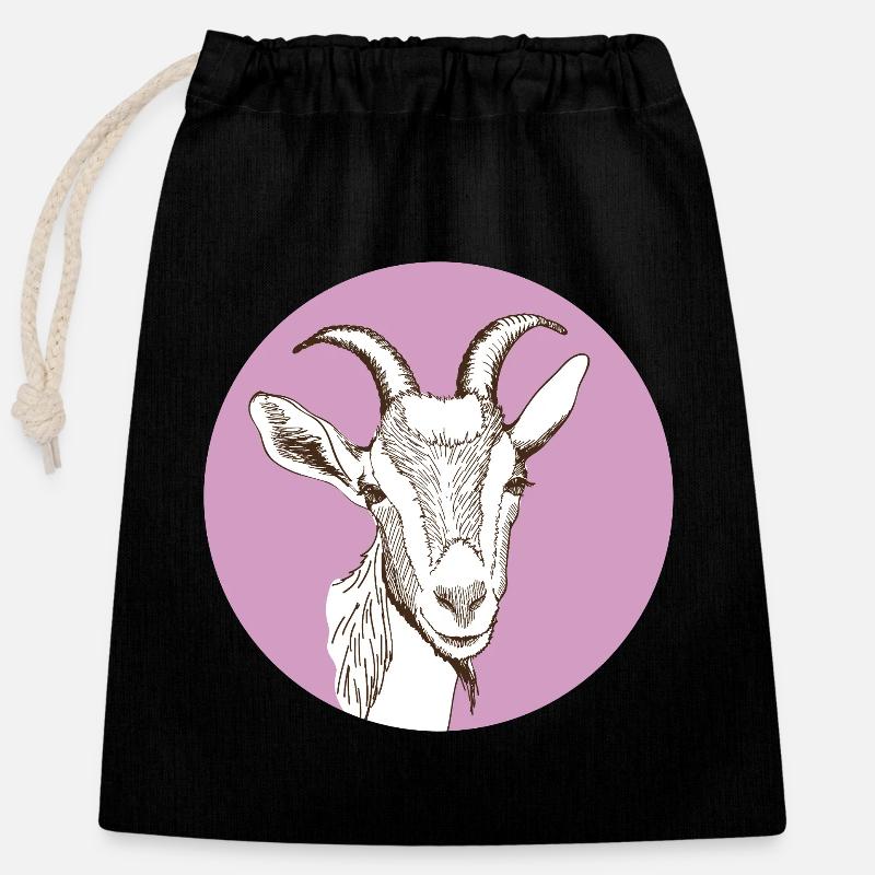 Ziege - Verschließbarer Geschenkbeutel aus Baumwolle (25x30cm) - Schwarz