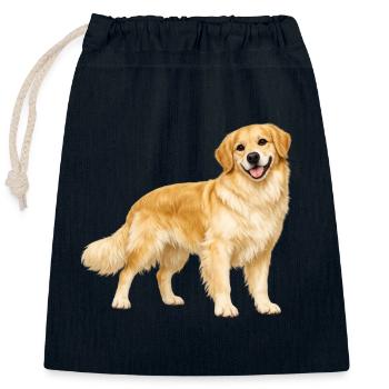 Golden Retriever lächelt - Verschließbarer Geschenkbeutel aus Baumwolle (25x30cm) - Navy - Vorne