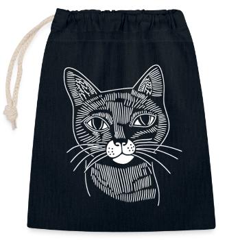 Katze  - Verschließbarer Geschenkbeutel aus Baumwolle (25x30cm) - Navy - Vorne