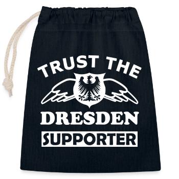 Vertrau Dresdner Unterstützer - Verschließbarer Geschenkbeutel aus Baumwolle (25x30cm) - Navy - Vorne