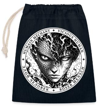 Dualité Dragon-Humain méchant badge noir - Sac cadeau en coton avec cordon (25 x 30 cm) - bleu marine - Devant