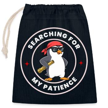 Chercher ma patience drôle - Sac cadeau en coton avec cordon (25 x 30 cm) - bleu marine - Devant