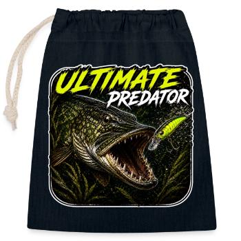 Conception ultime de la pêche au brochet prédateur - Sac cadeau en coton avec cordon (25 x 30 cm) - bleu marine - Devant