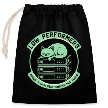 Low Performers Cat Server Pixel Art - Closable cotton gift bag (25x30cm) - black - Front