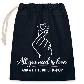K-Pop Finger Heart: Minimalist Line Art - Closable cotton gift bag (25x30cm) - navy - Front