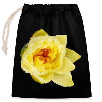 Yellow_Water_Lily_Flower_Close_Up - Closable cotton gift bag (25x30cm) - black - Front