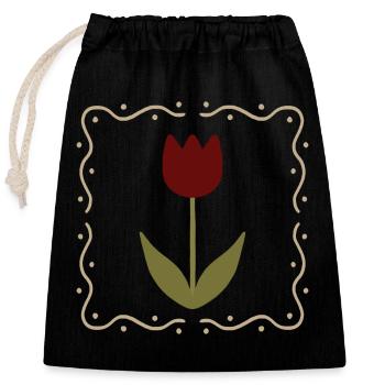 Tulipe en silhouette encadrée - Sac cadeau en coton avec cordon (25 x 30 cm) - noir - Devant