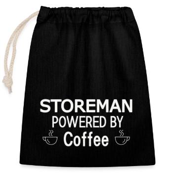 Storeman Powered By Coffee - Verschließbarer Geschenkbeutel aus Baumwolle (25x30cm) - Schwarz - Vorne