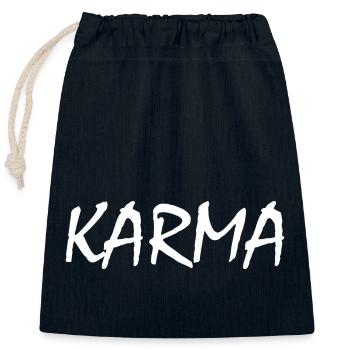 Karma - Sac cadeau en coton avec cordon (25 x 30 cm) - bleu marine - Devant