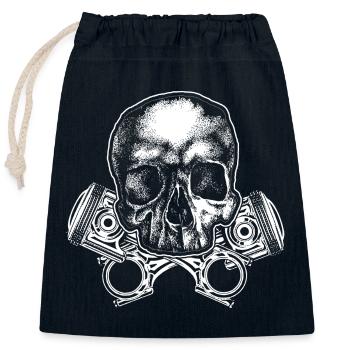 Totenkopf mit gekreuzten Tuning Kolben - Verschließbarer Geschenkbeutel aus Baumwolle (25x30cm) - Navy - Vorne