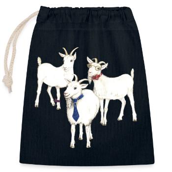 3 drôles de chèvres - un excellent cadeau pour les fans de chèvre - Sac cadeau en coton avec cordon (25 x 30 cm) - bleu marine - Devant