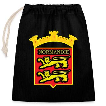 LION DE NORMANDIE - Sac cadeau en coton avec cordon (25 x 30 cm) - noir - Devant