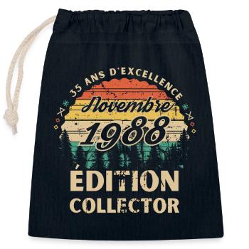 35 ans Novembre 1988 édition collector - Sac cadeau en coton avec cordon (25 x 30 cm) - bleu marine - Devant