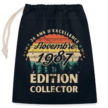 36 ans Novembre 1987 édition collector - Sac cadeau en coton avec cordon (25 x 30 cm) - bleu marine - Devant