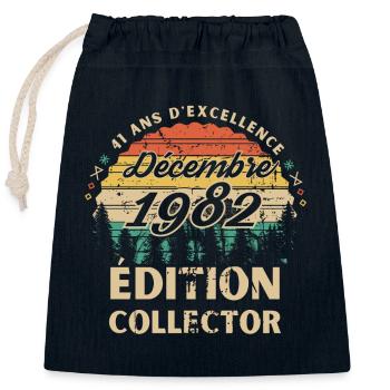 41 ans Décembre 1982 édition collector - Sac cadeau en coton avec cordon (25 x 30 cm) - bleu marine - Devant