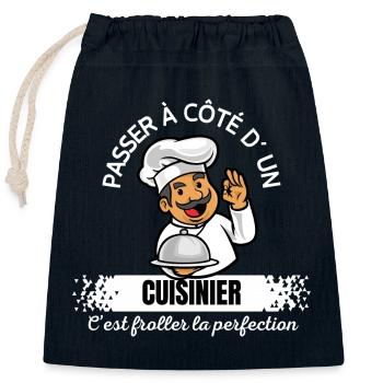 Cartoon Chef: Walk by a Cook - Closable cotton gift bag (25x30cm) - navy - Front