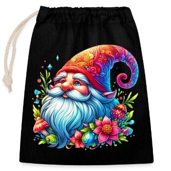 Gnome Goblin Elf - Closable cotton gift bag (25x30cm) - black - Front