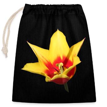 Tulipe – Réveil printanier en couleur - Sac cadeau en coton avec cordon (25 x 30 cm) - noir - Devant