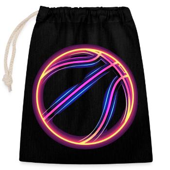 Basketball Retrowave - Verschließbarer Geschenkbeutel aus Baumwolle (25x30cm) - Schwarz - Vorne