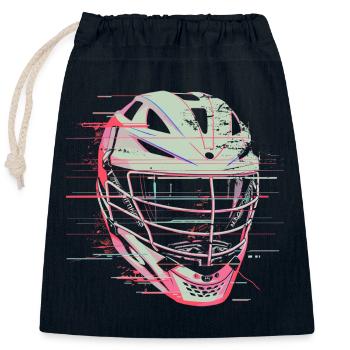 Lacrosse Helmet Graphic - Closable cotton gift bag (25x30cm) - navy - Front