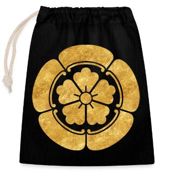 Vintage Faux Gold Oda Japan Mon Oriental Art - Closable cotton gift bag (25x30cm) - black - Front