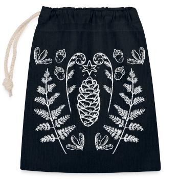 Autumn decorations - Closable cotton gift bag (25x30cm) - navy - Front