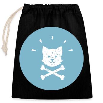 Piraten Corgi Gekreuzte Knochen Jolly Roger - Verschließbarer Geschenkbeutel aus Baumwolle (25x30cm) - Schwarz - Vorne