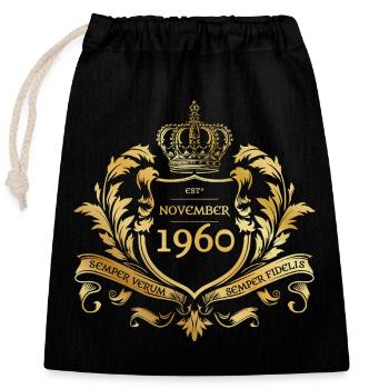 65. Geburtstag Semper Verum - Création 11/1960 - Sac cadeau en coton avec cordon (25 x 30 cm) - noir - Devant