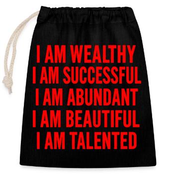 Du bist erstaunlich - Affirmationen - Verschließbarer Geschenkbeutel aus Baumwolle (25x30cm) - Schwarz - Vorne