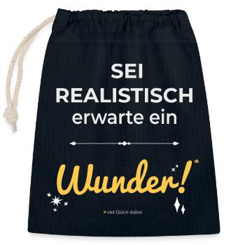 Be realistic – expect a miracle! - Closable cotton gift bag (25x30cm) - navy - Front