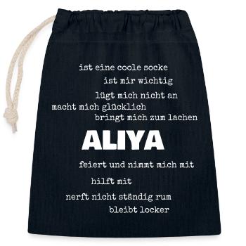 Proverbs Aliyah - Closable cotton gift bag (25x30cm) - navy - Front