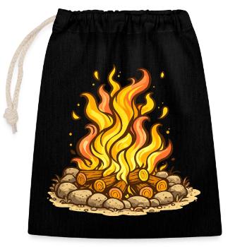 Wohlige Lagerfeuerflammen Illustration - Verschließbarer Geschenkbeutel aus Baumwolle (25x30cm) - Schwarz - Vorne