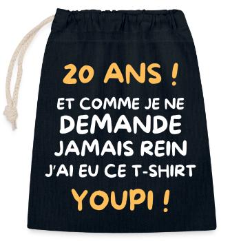 Funny Draw Boy Teen 20 Years Funny Birthday 20 - Sac cadeau en coton avec cordon (25 x 30 cm) - bleu marine - Devant