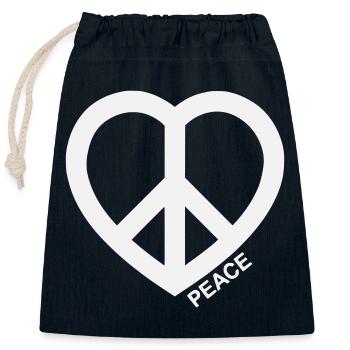 Herz Peace Symbol  - Verschließbarer Geschenkbeutel aus Baumwolle (25x30cm) - Navy - Vorne