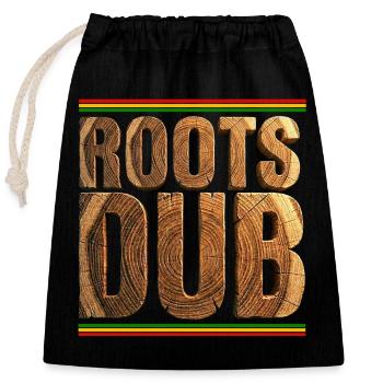 Roots Dub Reggae Holz - Verschließbarer Geschenkbeutel aus Baumwolle (25x30cm) - Schwarz - Vorne