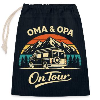 Grand-mère et grand-père en tournée camping-car - Sac cadeau en coton avec cordon (25 x 30 cm) - bleu marine - Devant