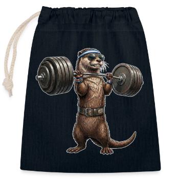 Strong Otter - Verschließbarer Geschenkbeutel aus Baumwolle (25x30cm) - Navy - Vorne