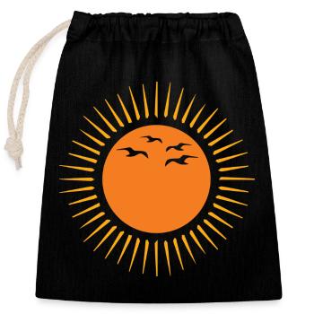 Soleil et oiseaux - Sac cadeau en coton avec cordon (25 x 30 cm) - noir - Devant